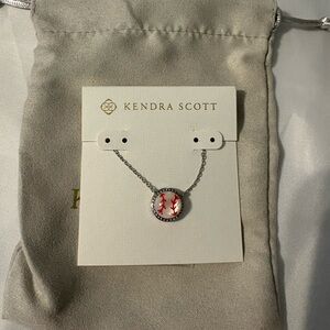 Kendra Scott Silver Necklace with Red and White Baseball Pendant